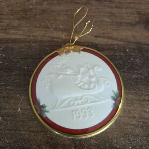Pfaltzgraff Christmas Ornament Yuletide Bone China Flat 1993 Limited Edition 3.5